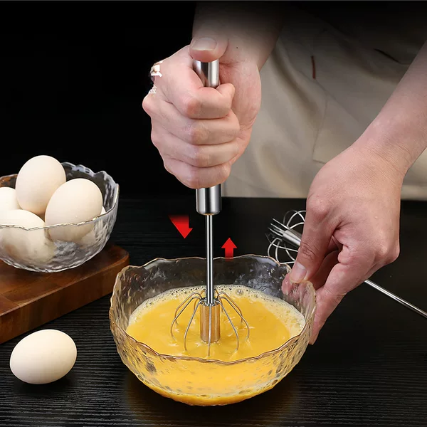 Household Stainless Steel Semi-Automatic Rotating Egg Beater Kitchen Baking Tools Stainless Steel Manual Push-Type Egg Beater