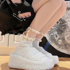 Lolita lace butterfly knot ankle socks, thin JK style socks matching small leather shoes for girls, pink short socks for women