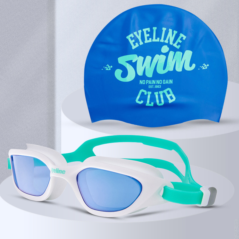 Set de natación para adultos, gafas antivaho HD de gran marco con gorro, ideal para entrenamiento o piscina
