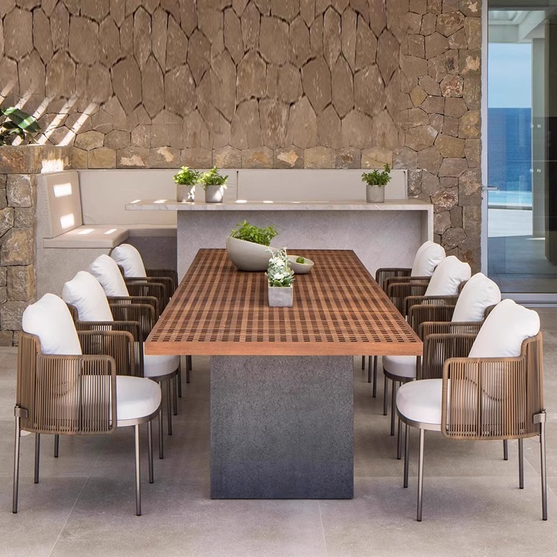 Combinación de sofá de ocio nórdico Patio al aire libre Villa Impermeable Sunscreen Garden Sunshine Room Muebles de ratán al aire libre