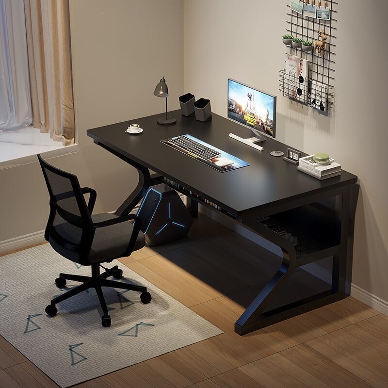 Gaming desk with storage shelf, office desk and chair, simple writing desk for bedroom, study desk, home desktop computer desk Gaming desk with storage shelf, office desk and chair, simple writing desk for bedroom, study desk, home desktop computer desk