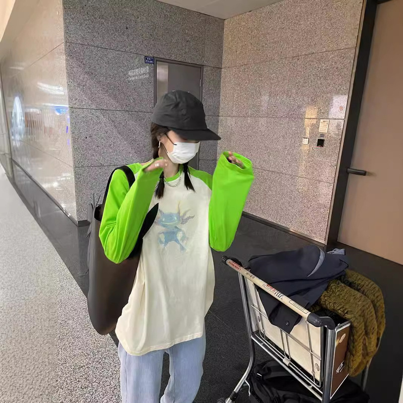 [in stock] MONA's New Long-sleeved T-shirt Women's Loose Spring and Autumn ins Super Hot Design Sense Niche