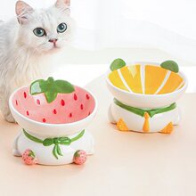 猫碗陶瓷猫咪食盆猫盆宠物水碗高脚护颈斜口饭碗猫饭盆猫粮碗食碗