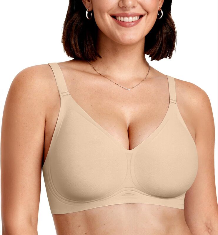 Oeak Women's Comfortable Push-Up Bra, Wireless Seamless Full-Coverage Bra, Buttery Soft for Everyday T-Shirt Wear