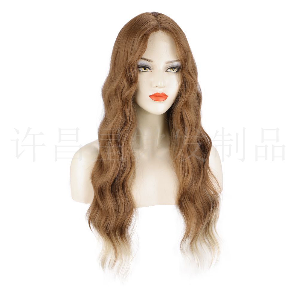 Peruca feminina longa e cacheada, com cachos suaves, frente de renda, efeito degradê ondulado, nova e importada._voghion.com