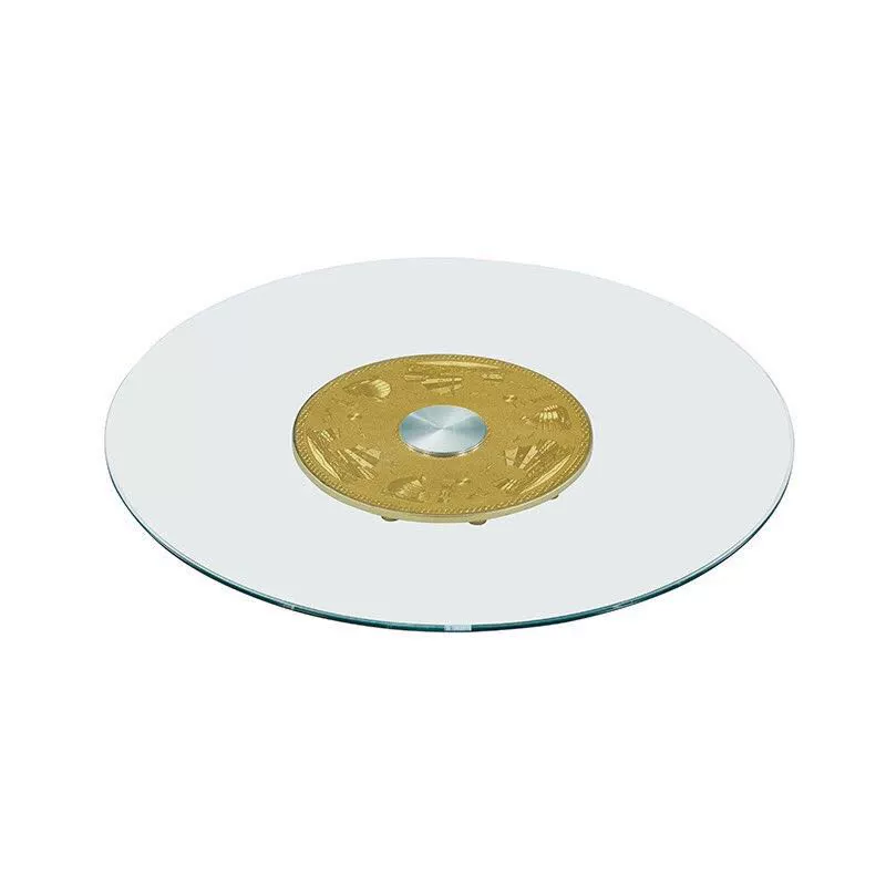 The dining table rotor steel -based glass home large round table rotating rice table round table free installation of the turntable belt base explosion -proof