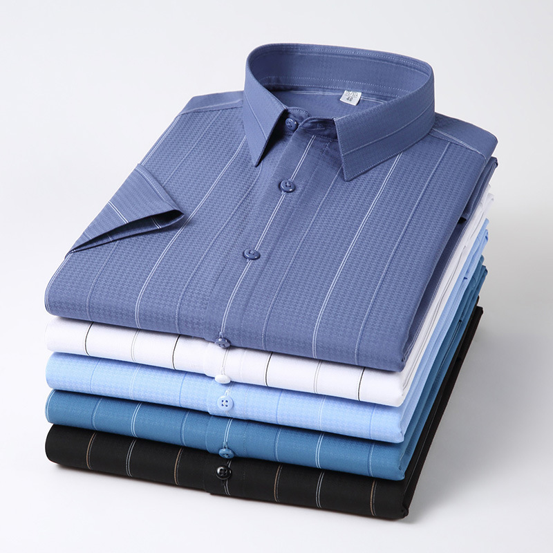 专柜男士竹纤维衬衫短袖2025夏季薄款中年爸爸装休闲凉感正装衬衣