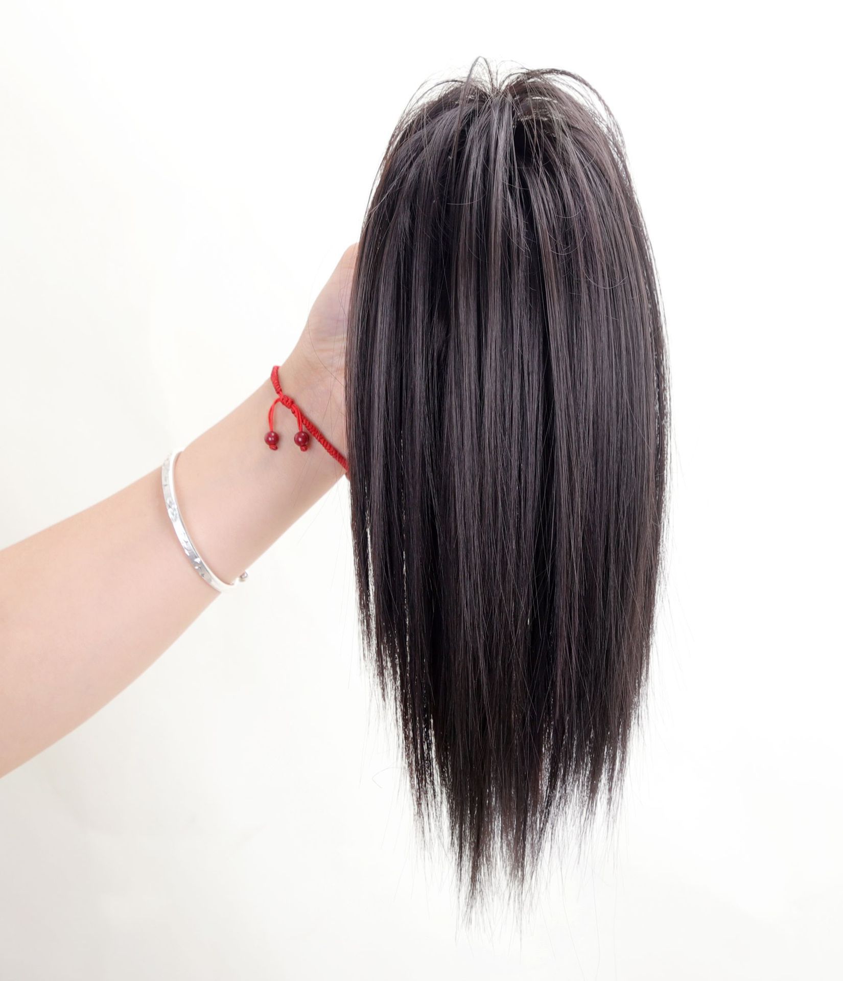 폭포 높은 말꼬리 클립 [다크 브라운 블랙]