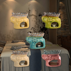 Creative Thai Elephant Candle Aroma Burner Ceramic Aroma Diffuser Ice Crackle Aroma Burner Beauty SPA Therapy Ornament Decorative Accessory