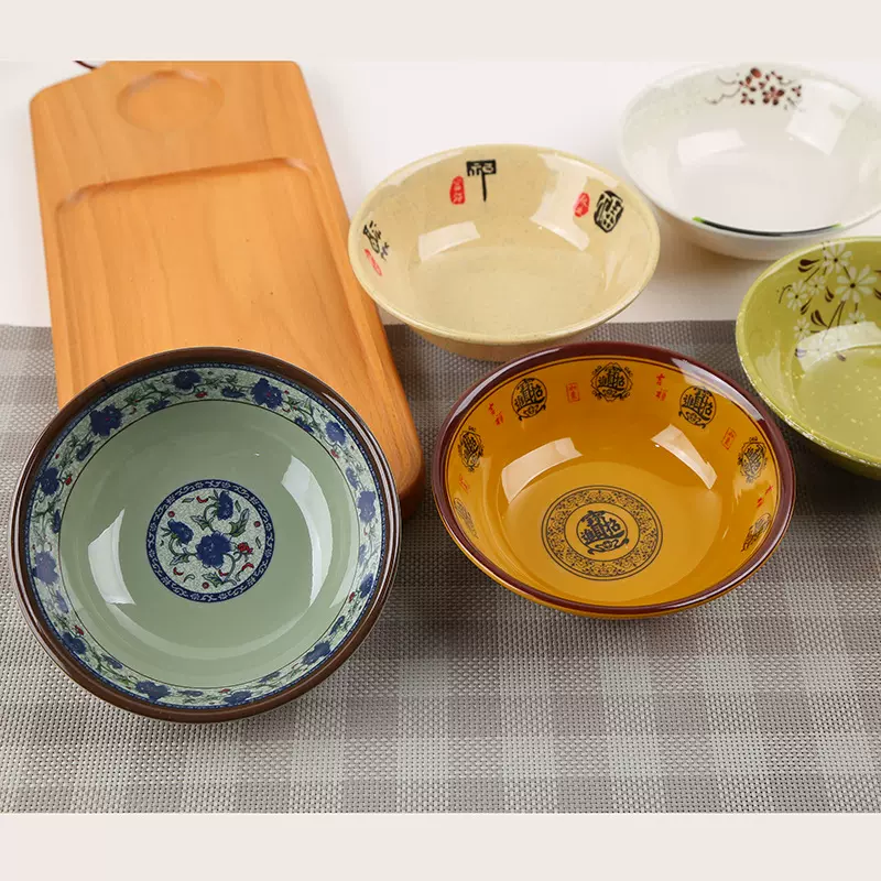 A5级密胺仿瓷反口碗早餐碗粥碗豆浆碗豆花馄饨商用塑料碗稀饭碗