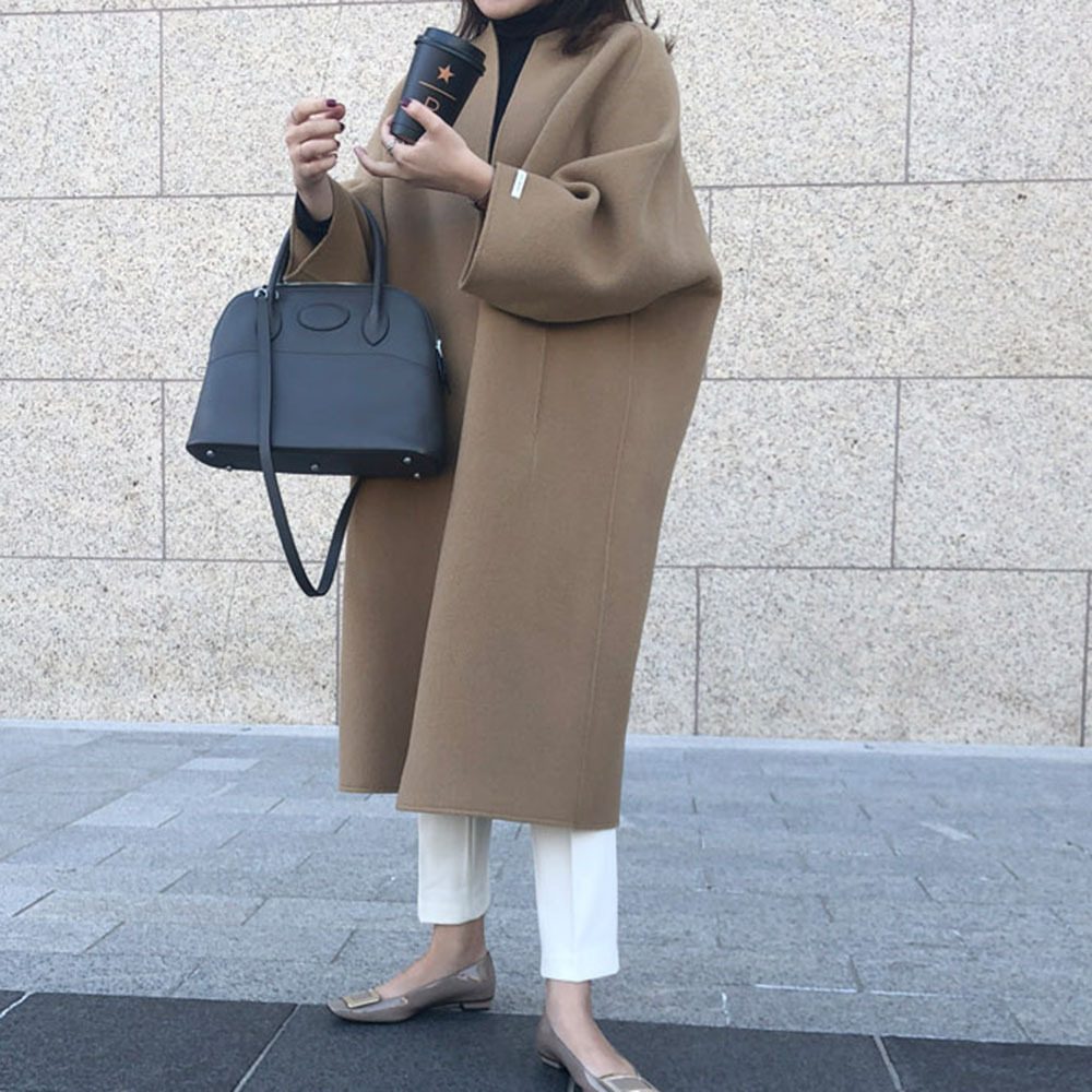 Women's Autumn Winter New Style Coat Pure Color Commute Straight Loose New Version Cotton Polyester Long Sleeve Coat display picture 6