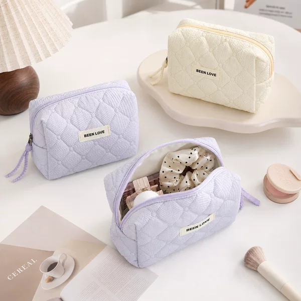 Runhui Qiwen Octagonal Makeup Storage Bag Travel Handheld Solid Color Makeup Bag Large Capacity High-End Cosmetics