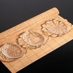 日式玻璃茶杯墊金邊隔熱杯托主人杯品茗杯杯墊防燙小碟子茶具配件