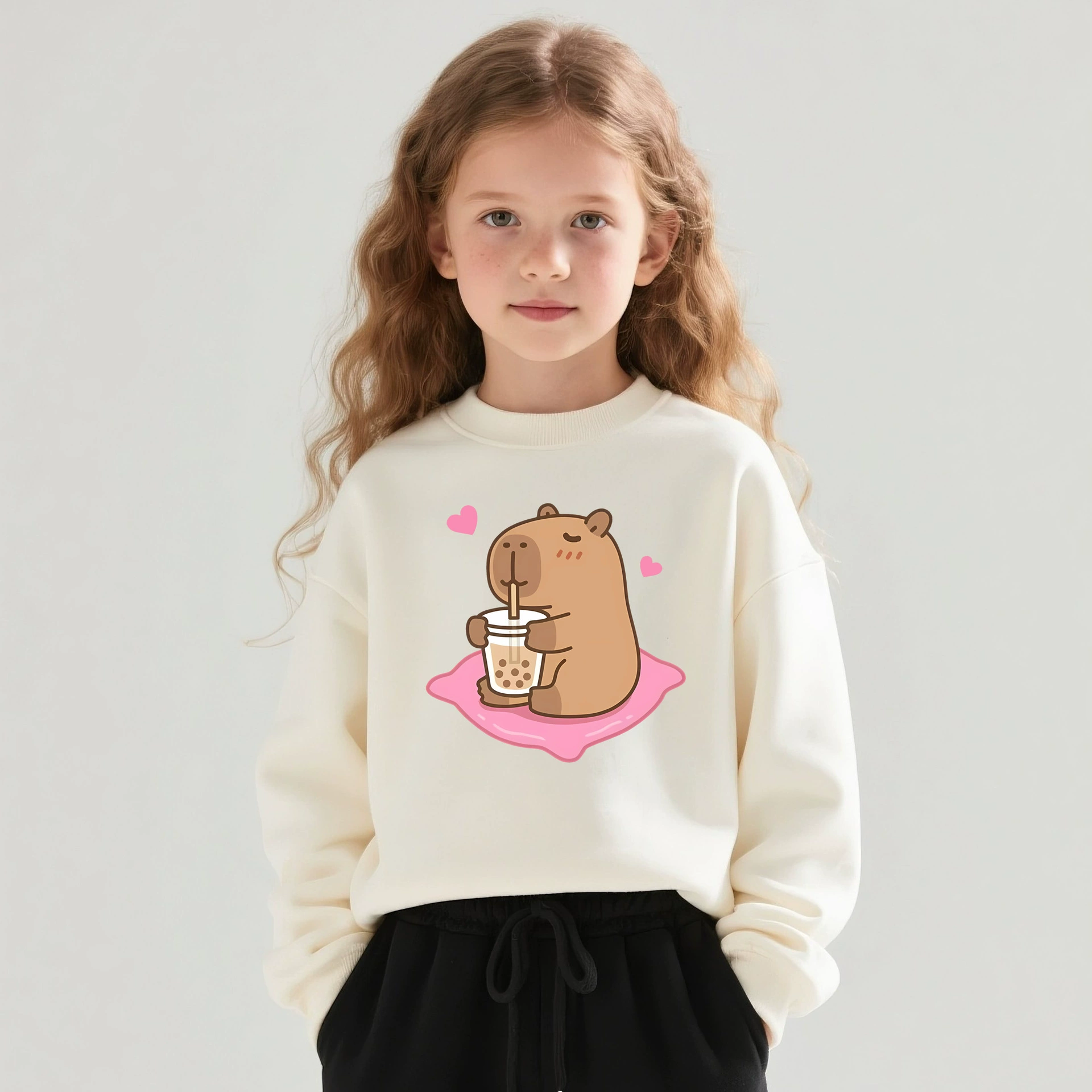 Эксклюзивный источник поставок через границу, мощный продавец, новинка 2025 года, свитшот с круглым вырезом для девочек, удобный топ с длинными рукавами для маленьких девочек, модный