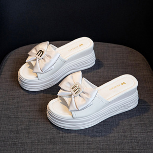 Thick-Soled Wedge-Heeled Slippers for Women's Summer Outer Wear 2025 New High-Bottom Versatile Fashionable Platform Slippers for Going Out