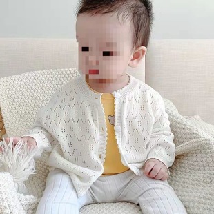 Summer New Children's Air-Conditioned Cardigan Thin Baby Summer Clothes Baby Knitted Hollow Long-Sleeved Sweater Trend