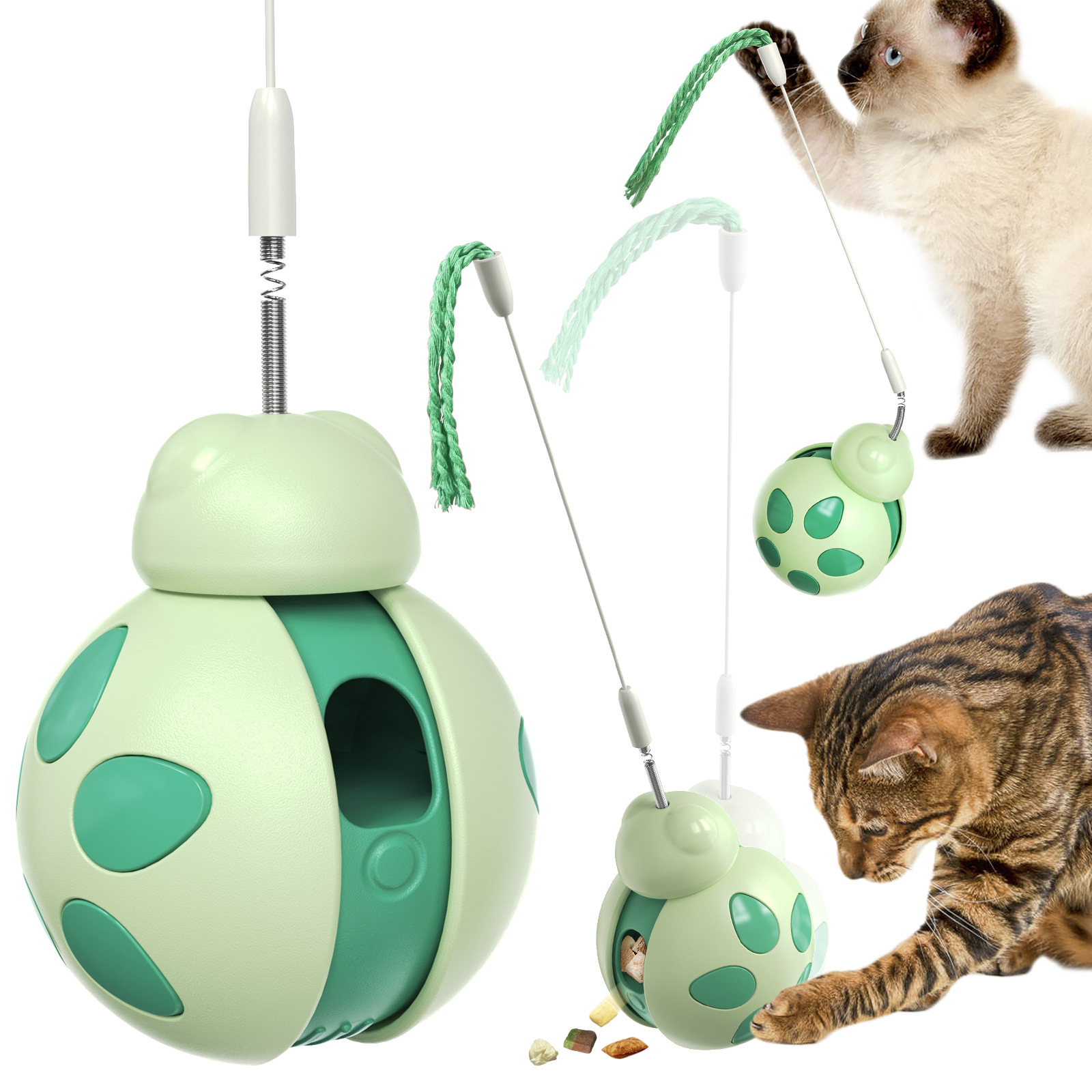 Self-Righting Beetle Cat Teaser Toy with Treat Dispenser & Wobble Design 112-251001