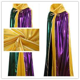 亮面创意拼接圣诞节披风万圣节斗篷立领舞台演出服舞蹈风衣披肩