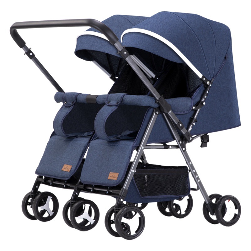 Cochecito de gemelos para pasear al bebé, el cochecito de bebé doble de segundo hijo se puede sentar, acostarse y entrar en el ascensor