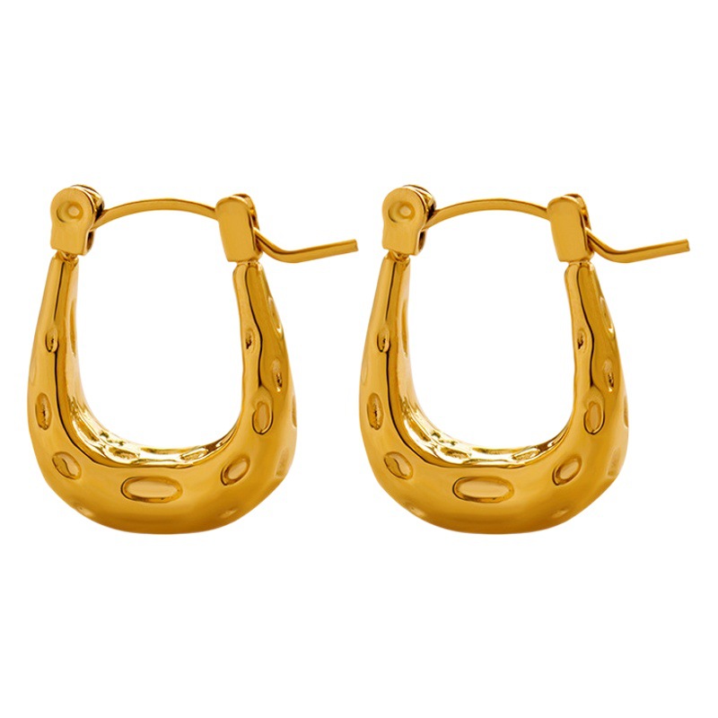 Todo a juego estilo europeo y americano nicho de lujo ligero pendientes chapados en oro estilo personalidad de la moda pendientes en forma de U pendientes de fábrica al por mayor