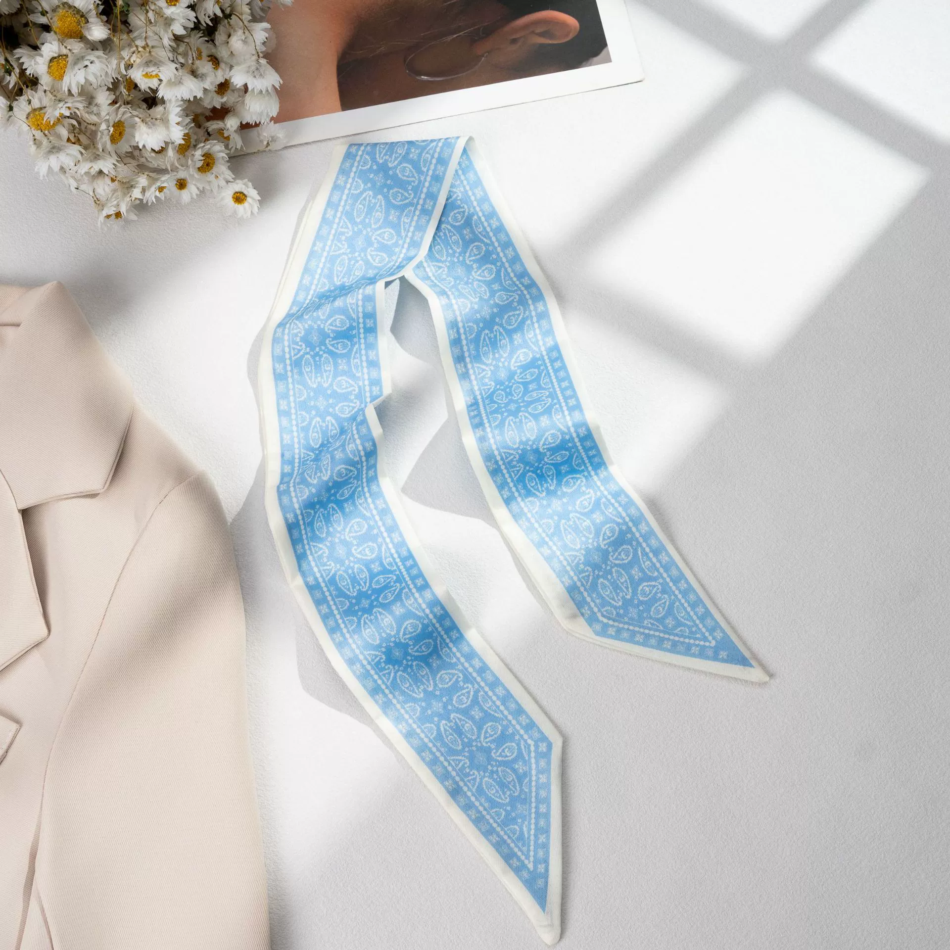 Silk Scarf Hairband (Suhang) long streamer 89×3.8 cm, lightweight gift box option