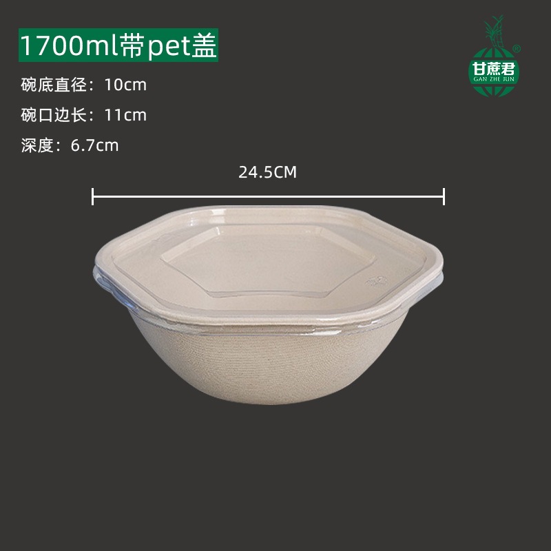 Caja de embalaje hexagonal Tazón de embalaje de pasta Tazón de ensalada hexagonal Caja de comida ligera Caja de almuerzo hexagonal con tapa Caja de ensalada