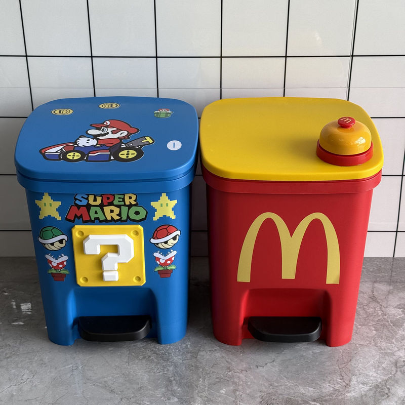 New Mario Cute Trash Can Living Room Home Bedroom High Beauty Large Capacity Pedal Lid Toilet Kitchen