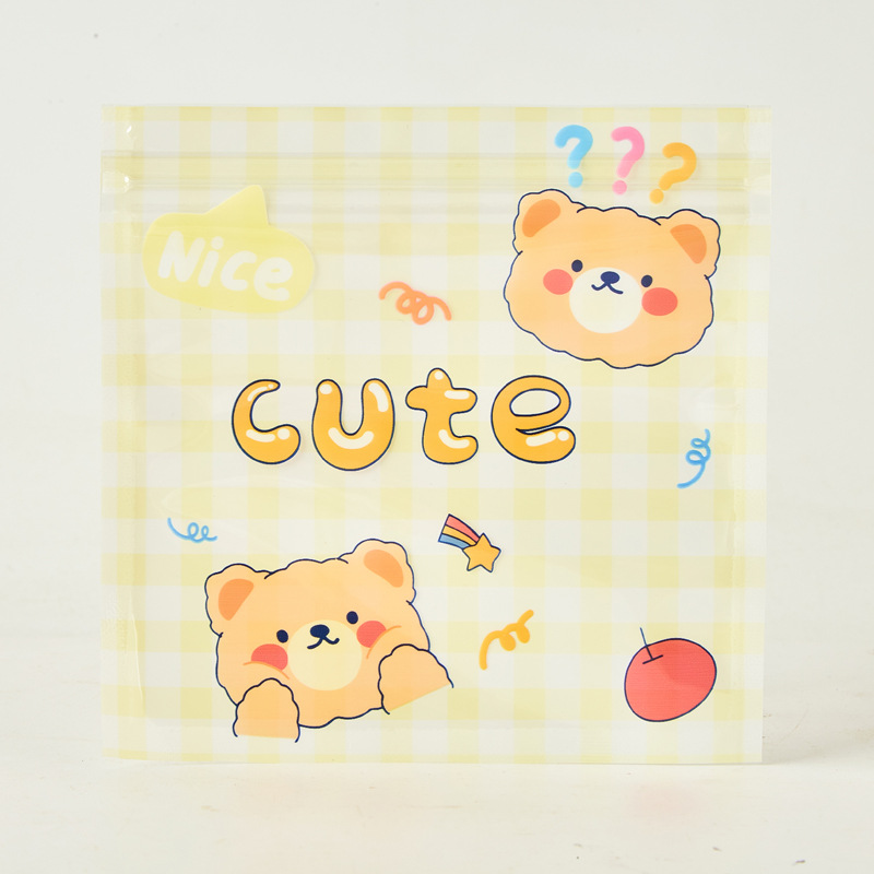 Corea del Sur ins lindo dibujos animados ziplock bolsa joyería snack caramelo oso galleta bolsa de embalaje bolsa de almacenamiento personalizable
