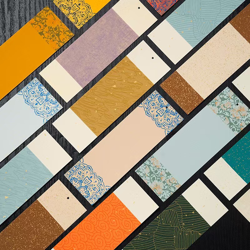 宣纸蜡染书签鎏金空白手写创作绘画书法学生卡纸国风纹样红纸