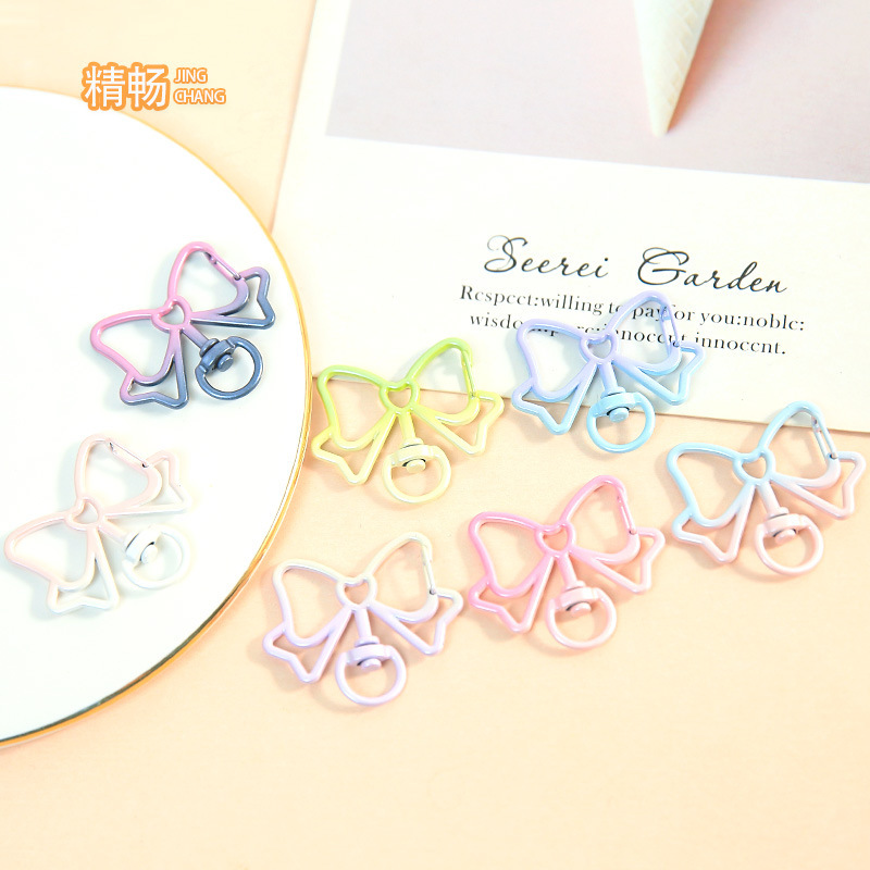 Creative Colorful Gradient Bow Spring Buckle Keychain Alloy Connecting Ring DIY Jewelry Accessories Bag Hanging Buckle Creative Colorful Gradient Bow Spring Buckle Keychain Alloy Connecting Ring DIY Jewelry Accessories Bag Hanging Buckle