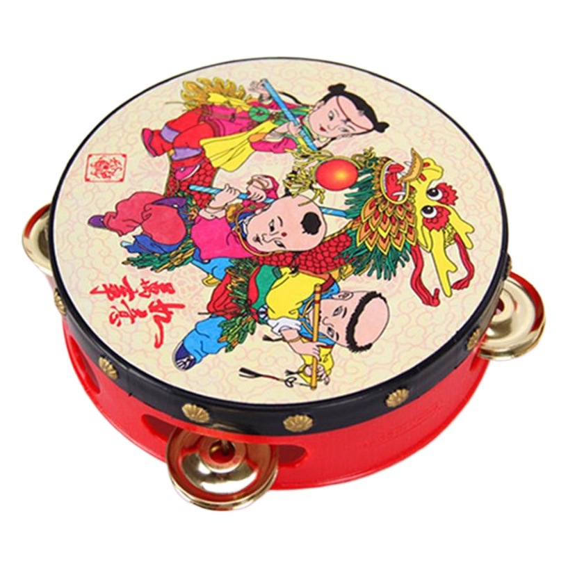 Instrumento de percusión para niños raqueta de mano sonajero tambor kindergarten tamaño pandereta Xinjiang danza tambor de mano sonajero