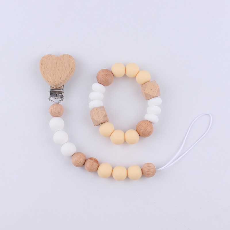 Nuevo bebé suministros de dibujos animados estrella amor chupete clip calmante bebé mordedor chupete cadena anti-gota conjunto de dos piezas