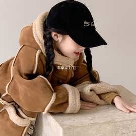 女童加绒羊羔外套2025年冬季儿童新款皮毛加厚一体宝宝保暖冬装潮