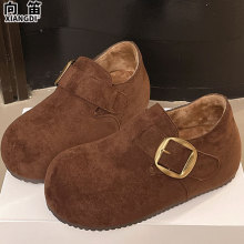5cm内增高女鞋牛皮版全包勃肯鞋加绒2025新款秋冬季保暖二棉鞋子