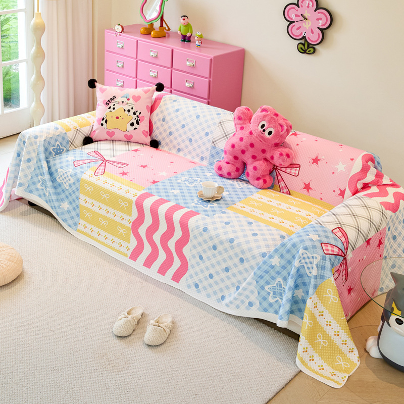 Girl Paradise Ice Silk Pequeña toalla de sofá fresca Tela Nuevo cojín de sofá Verano Universal Cubierta universal Manta de cubierta completa