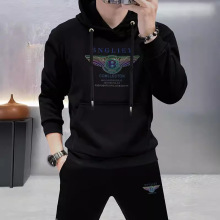 2023新款男士连帽卫衣加绒加厚男装时尚潮流秋冬上衣烫钻字母外穿