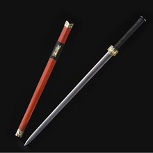 龙泉君魄刀剑传统宝剑双色四圣汉剑八面花纹钢一体长剑未开刃