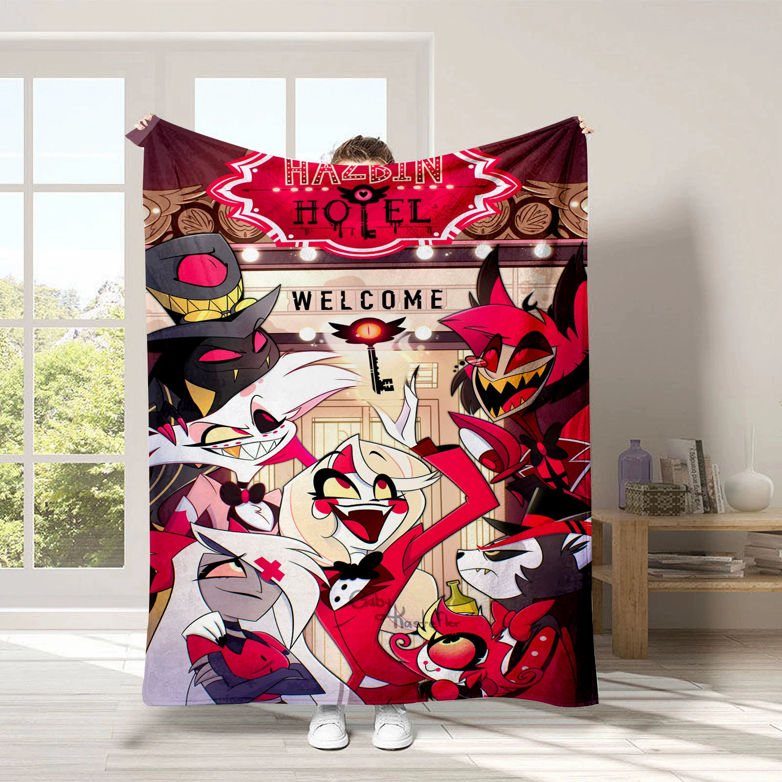 3D Cross-Border New Hell Inn Hazbin Hotel Одеяло-накидка Одеяло-покрывало с принтом Фланелевое одеяло с кондиционером