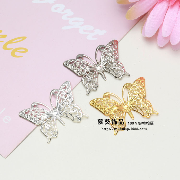 DIY jewelry accessories material new hollow butterfly 25*37mm gold/silver/white K color