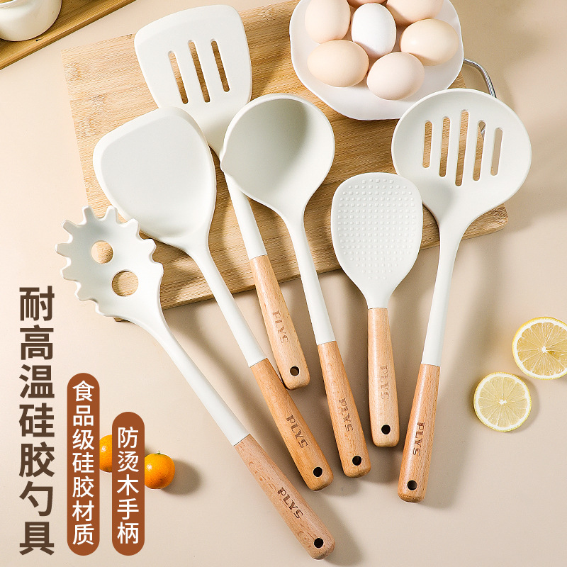 Cucharas de engrosamiento no pegajosas de silicona mayorista de grado alimenticio nueva cucharas de cocina caseras de cocina