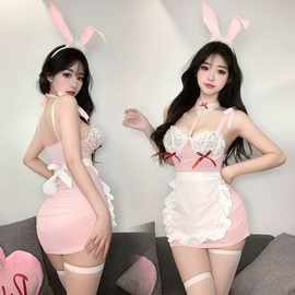 樱情情趣内衣纯欲奶油女仆制服超甜少女粉色兔女郎