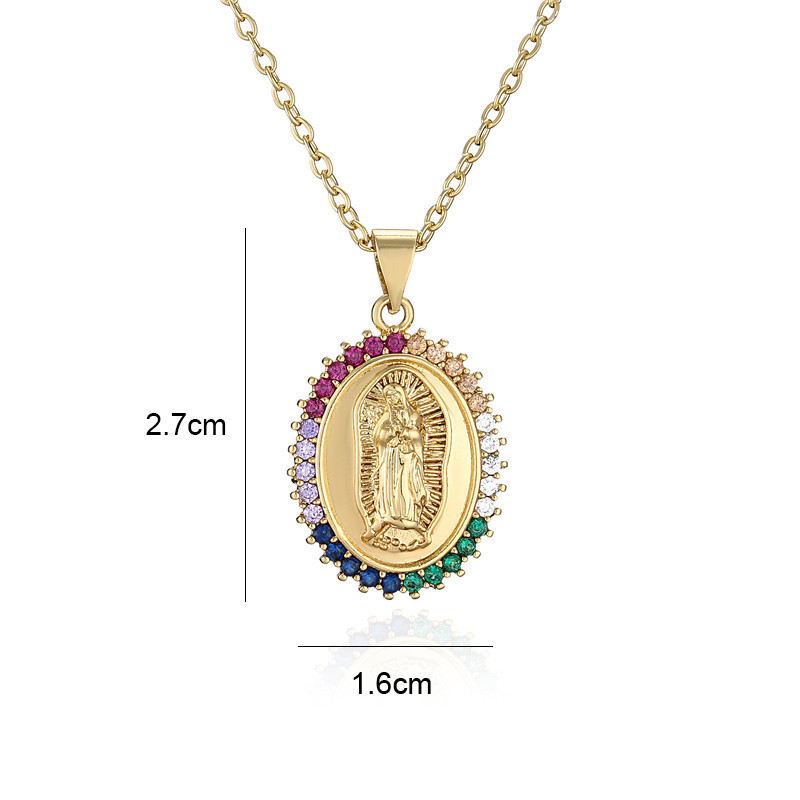 Mode Jungfrau Maria Kupfer eingelegte Zirkon Halskette Grohandelpicture3