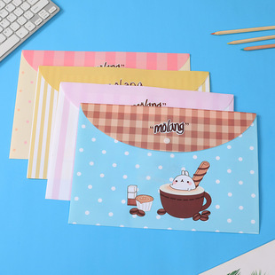 Pin Yue Wholesale Color Button A4 Cartoon Plastic File Bag Thickened Custom Student Test Paper Data Storage File