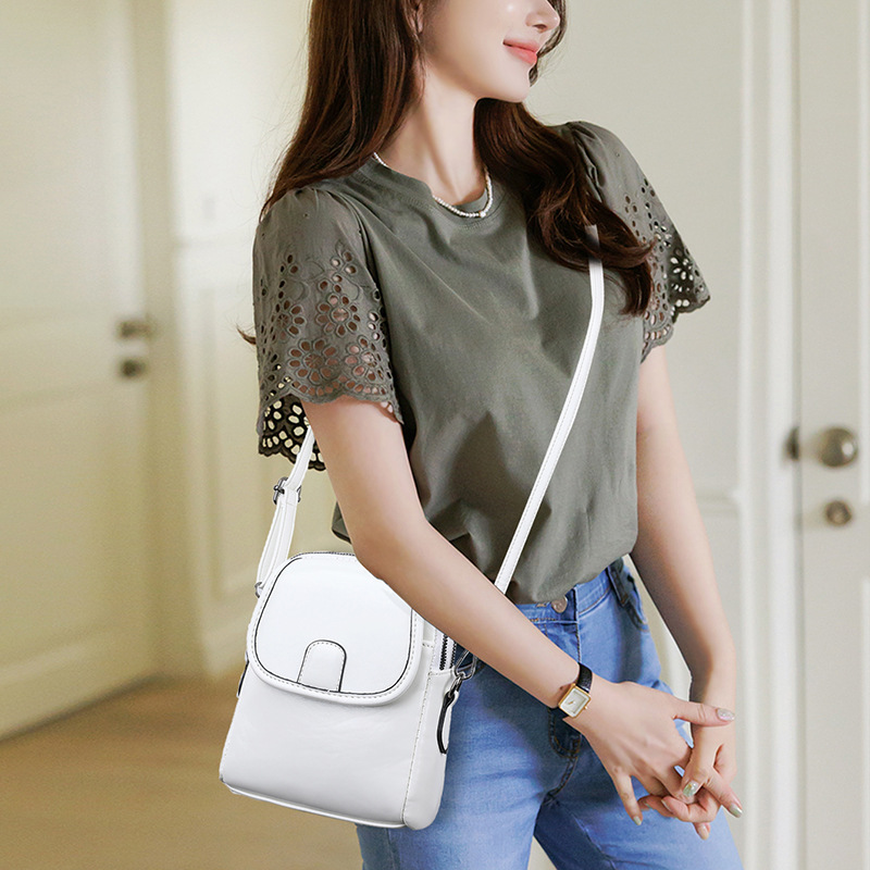 Genuine Leather Women's Shoulder Bag Small Versatile Phone Bag_voghion.com