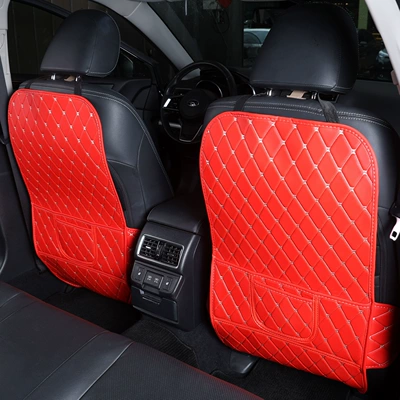 coverage rear seat – Chair back anti-kick pad - red-with-white-lines-full-coverage-single-piece