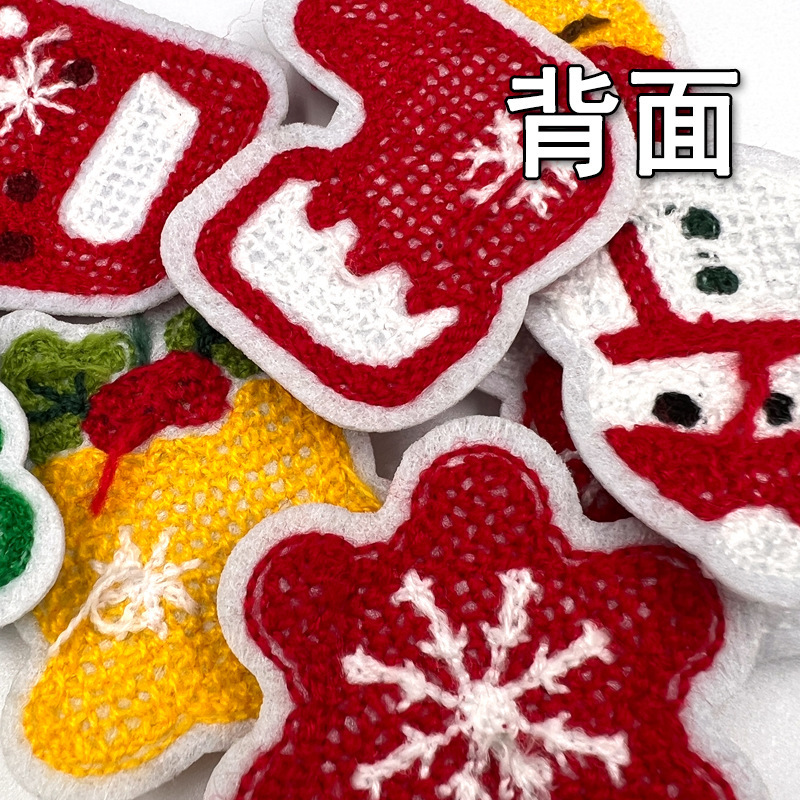 新しいクリスマス用品雪雪雪だるまタオル刺繍パッチ布貼り服装装飾手作りdiy刺繍布マーク|undefined