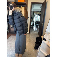 2025冬季新款情侣毛领连帽90白鸭绒羽绒棉服女小个子面包服厚外套