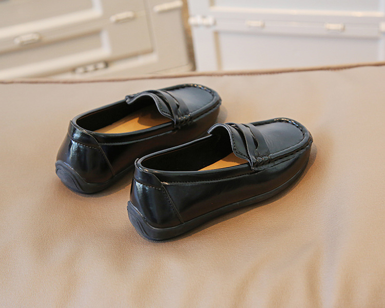 English style bean big children's new spring 2023 boys' small leather shoes, one footed loafers_voghion.com
