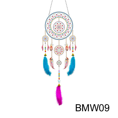 Transfronteriza venta caliente pintura de diamantes alrededor de la red de dreamcatcher DIY pintura de diamantes colgar adornos de diamantes brillantes artesanía pintura de diamantes al por mayor