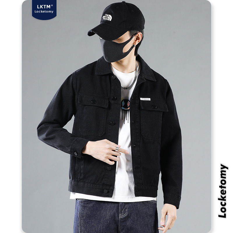 LKTM ropa de hombre # Denim abrigo de los hombres 2023 otoño e invierno nuevo estilo coreano de moda slim fit todo partido estiramiento chaqueta casual
